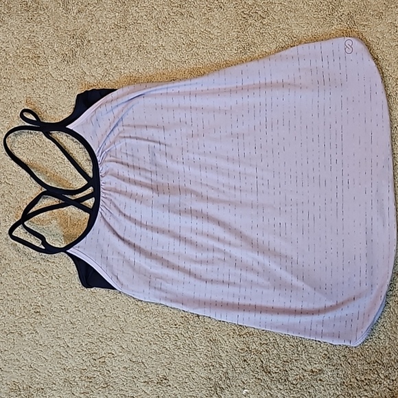 Perfect lavender and navy tank with built-in bra - Picture 1 of 3